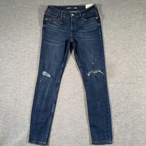 Old Navy Jeans Womens 8 Blue Rockstar Super Skinny Mid Rise Distressed Stretch